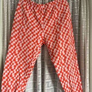 Red and White Geometric Pattern Pants